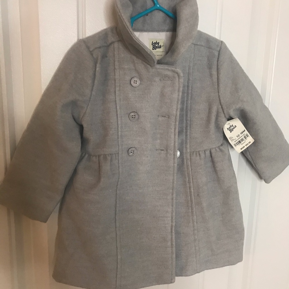 Gray Double Breasted baby girl coat